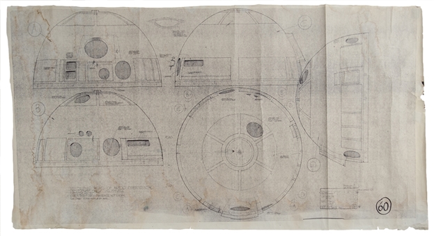 Original Star Wars Blueprint Dated 1/8/1976 for the R2-D2 Prototype in "Star Wars"  -- Measures 59" x 32" 